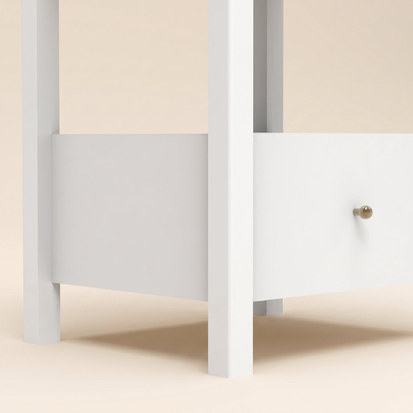 1-Drawer Nightstand with Open Shelf, 1-Piece, White