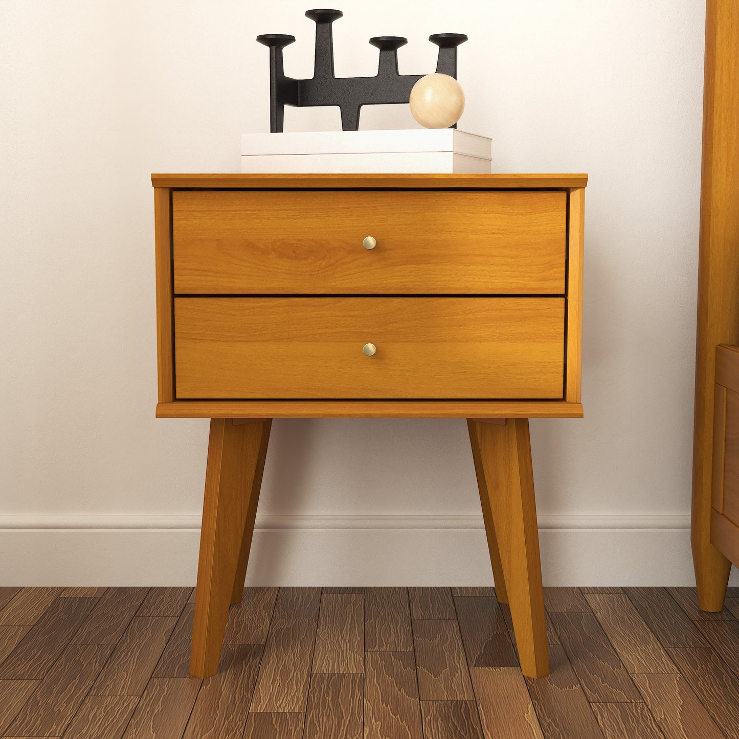 Galano 2-Drawer Nightstand with Angled Legs 18.1" W x 14.2" D x 22.1" H