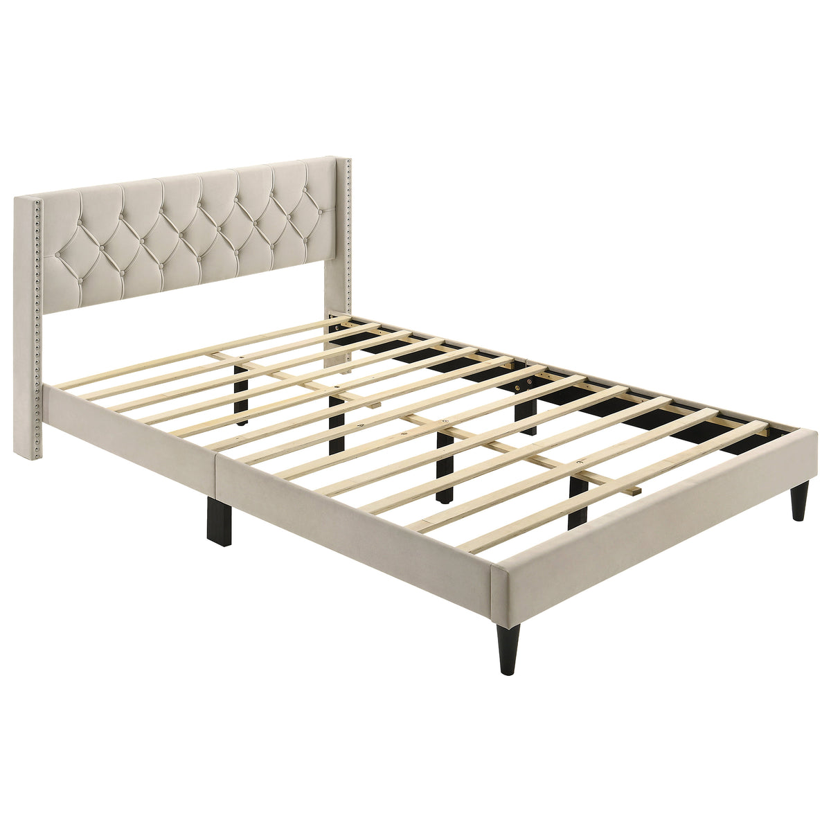 GALANO Queen Upholstered Platform Bed with Tufted Wingback Headboard