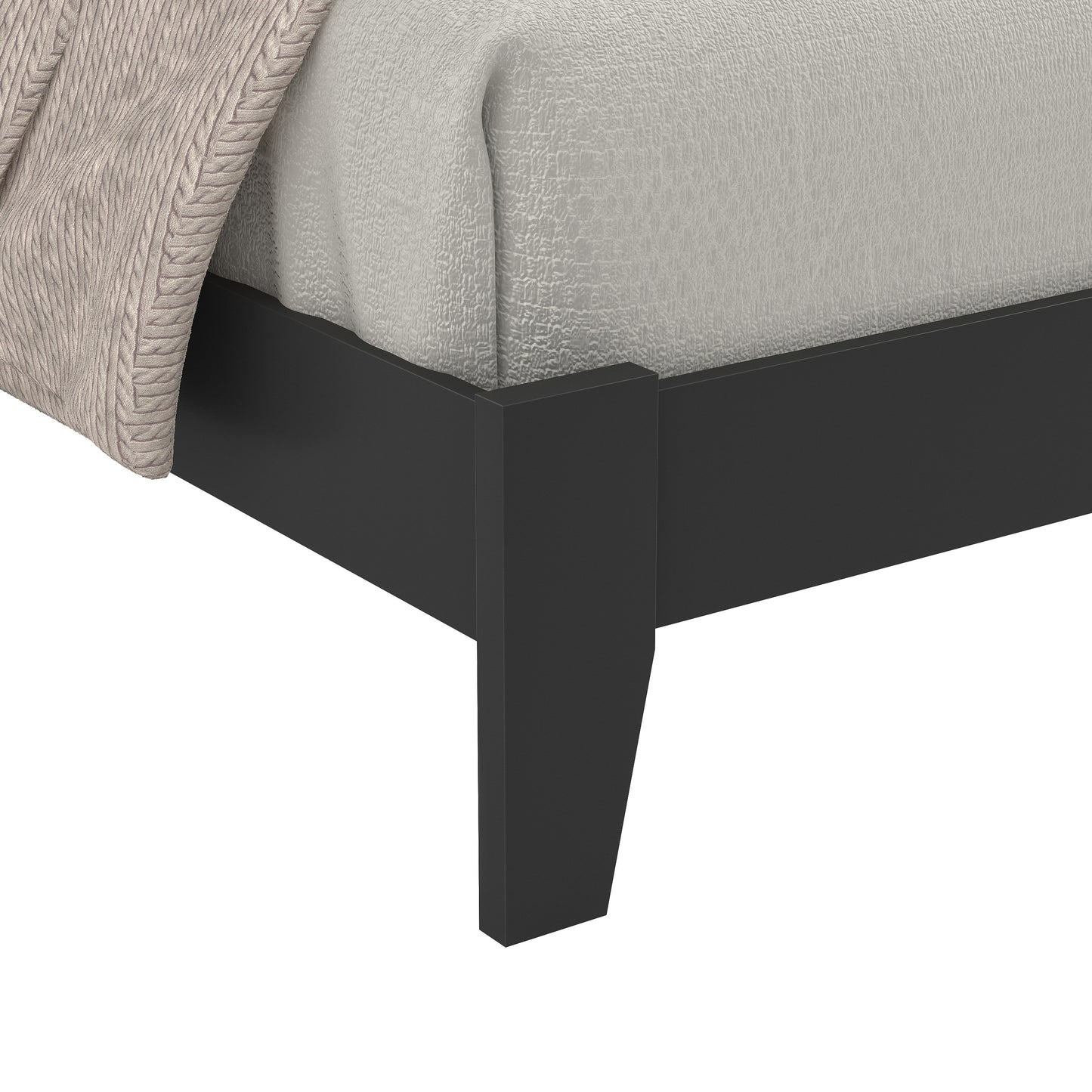 Galano Payne Queen Platform Bed with Headboard – Black