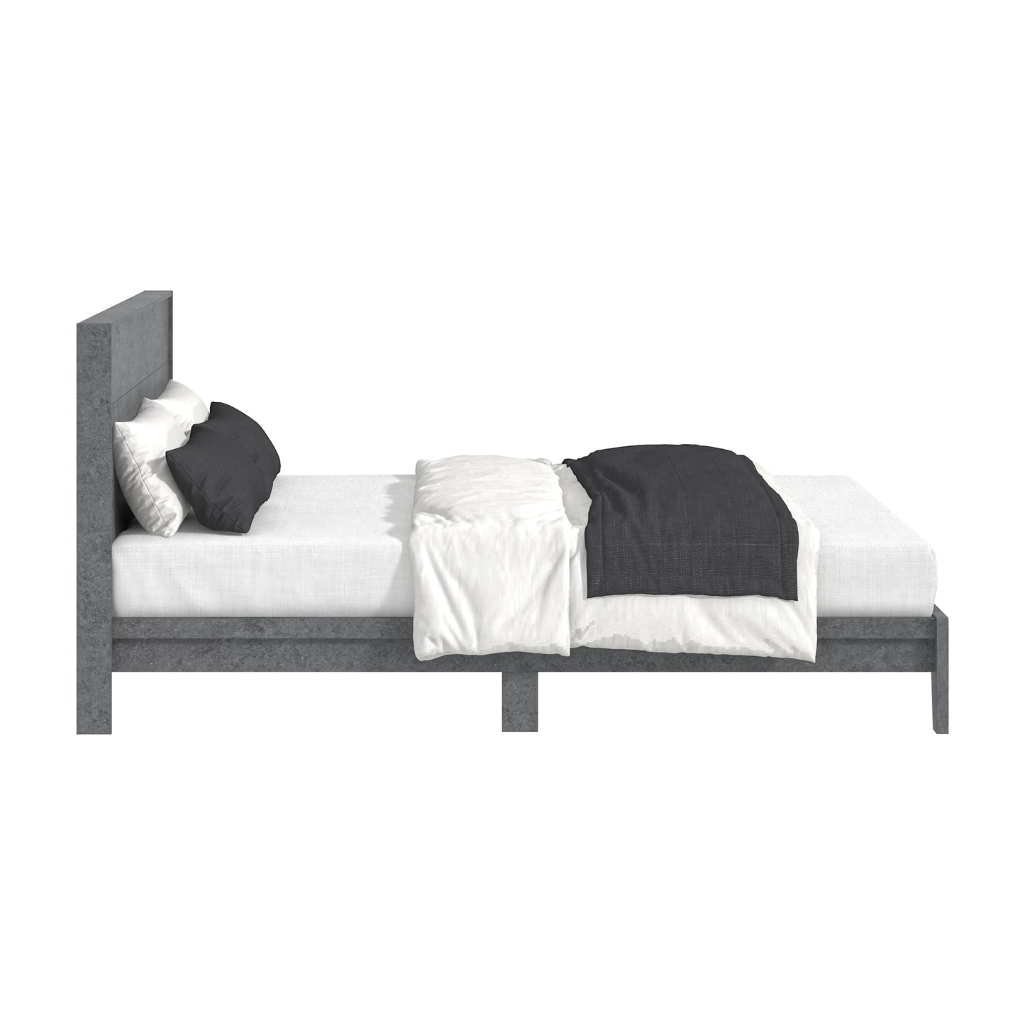 Galano Queen Payne Luxe Bed with Headboard – Concrete Cool Grey