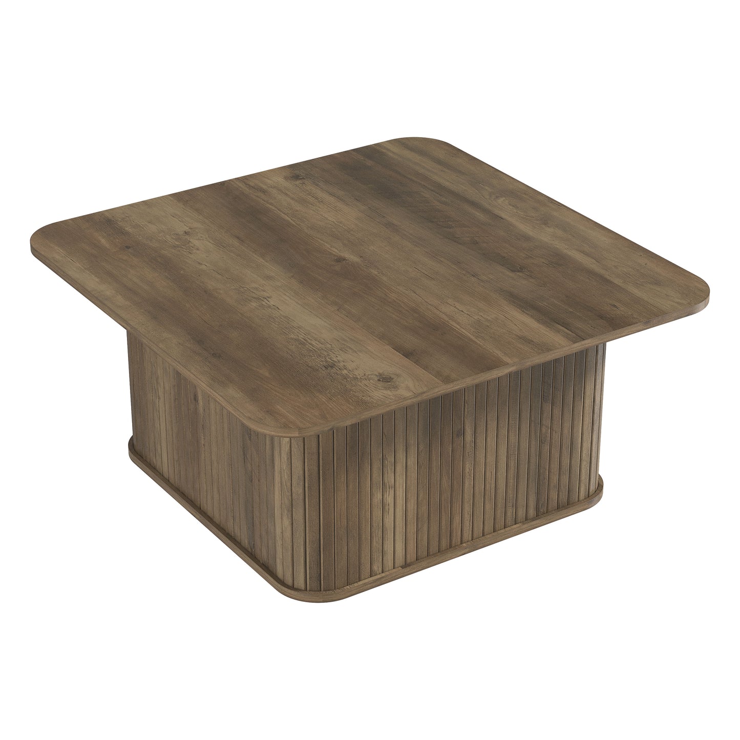 Galano Fluted Square Coffee Table in Wood Finish 31.3" W × 31.3" D × 14.9"
