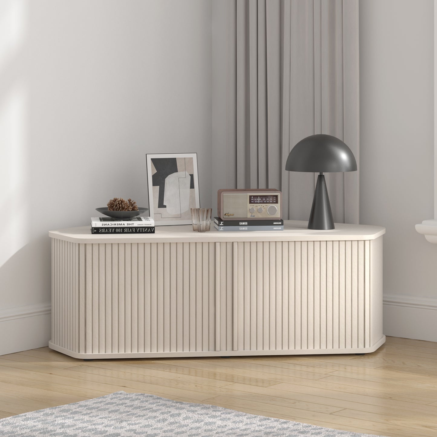 Galano Corner TV Stand with Fluted Doors 43.3" W × 20.0" D × 14.8" H