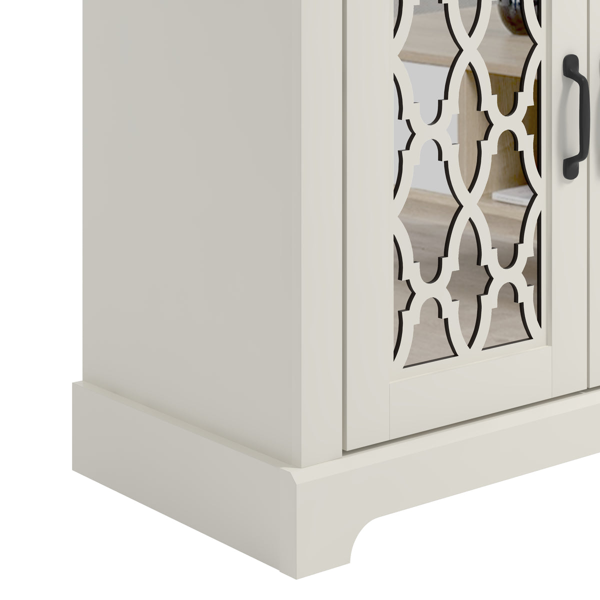 Galano TV Stand Media Console for TVs up to 65" with Mirrored Cabinet Doors and Adjustable Shelves