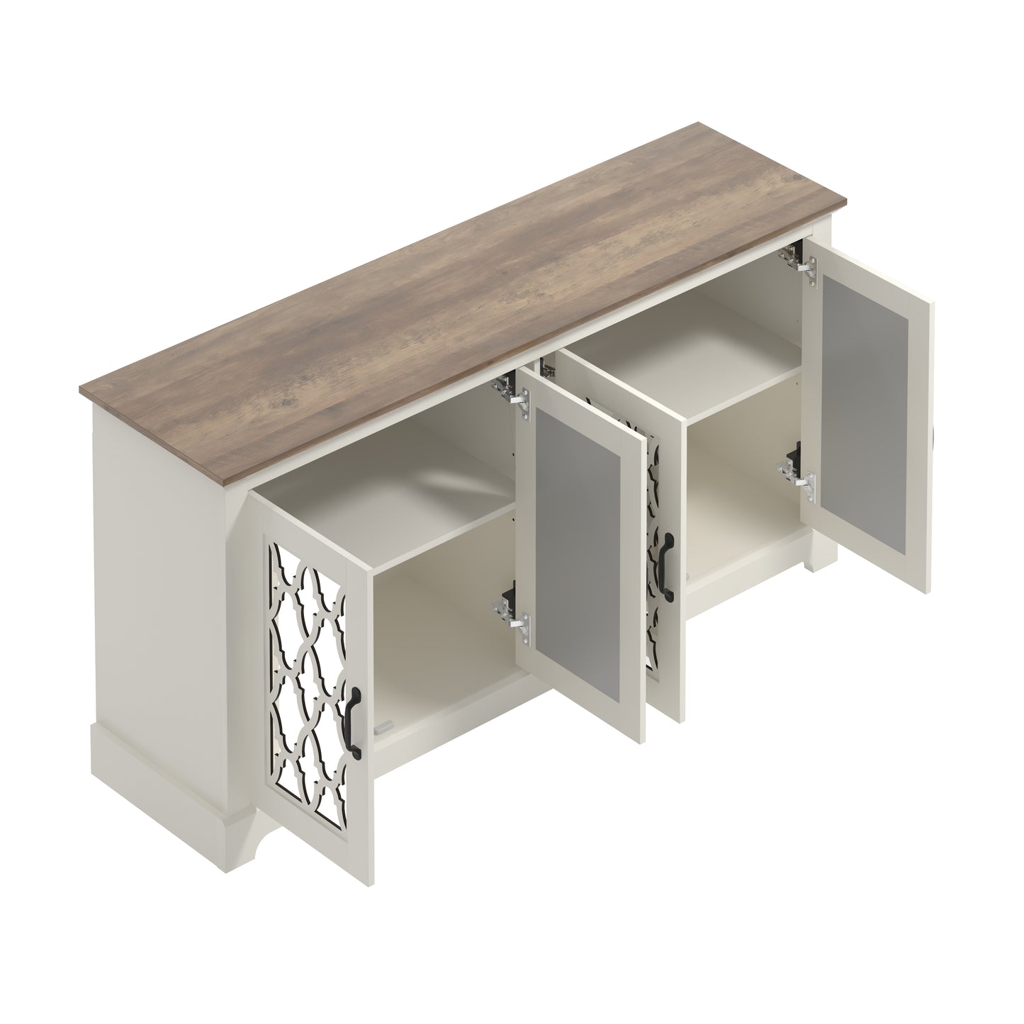 GALANO TV Stand with Mirrored Door Storage 59.6" W × 15.7" D × 29.3" H