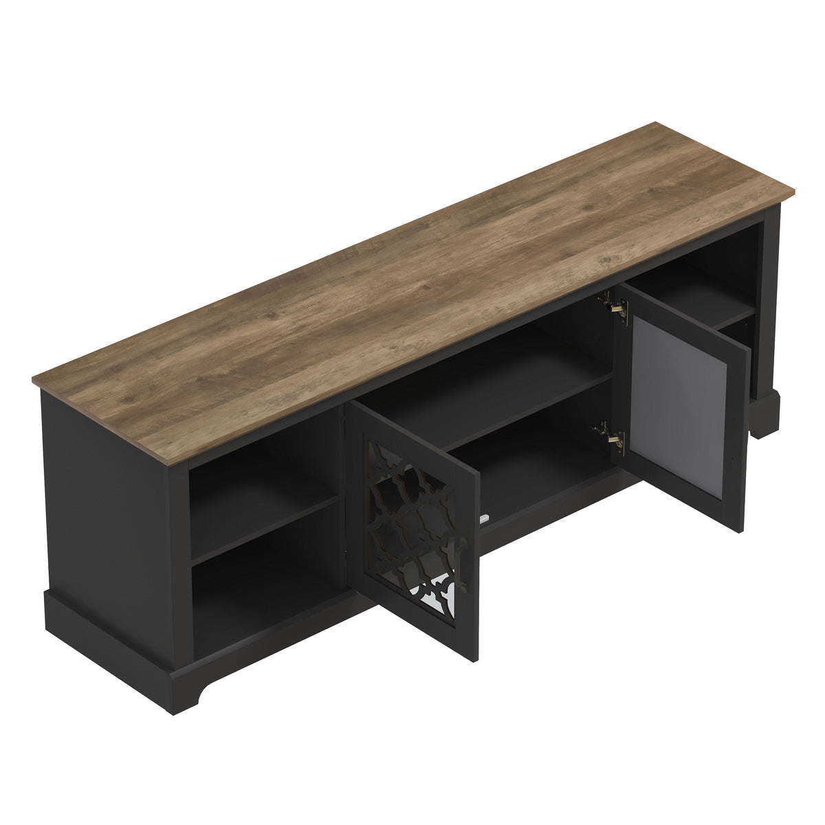 GALANO TV Stand with Mirrored Doors for TVs up to 75 Inches