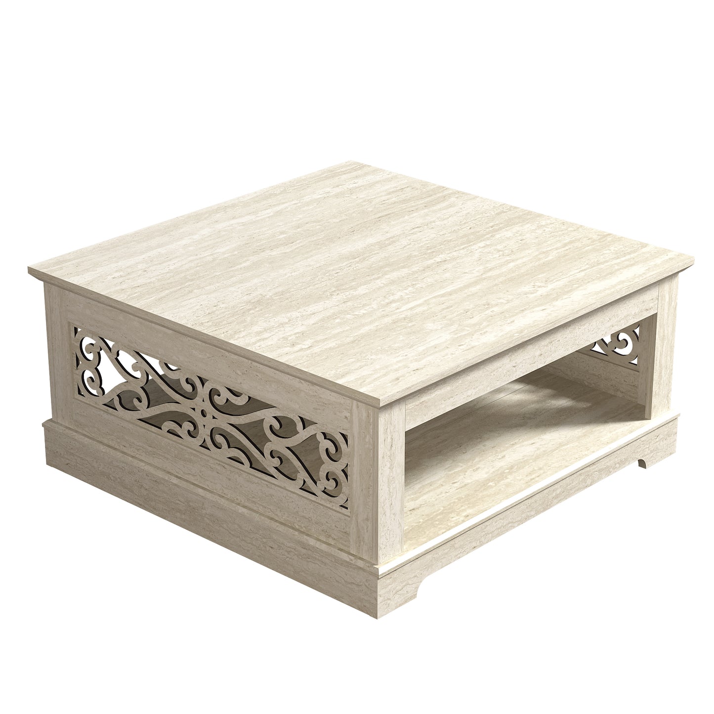 Galano Wood Coffee Table with Storage Shelf 34.8" W x 34.8" D x 16.1" H