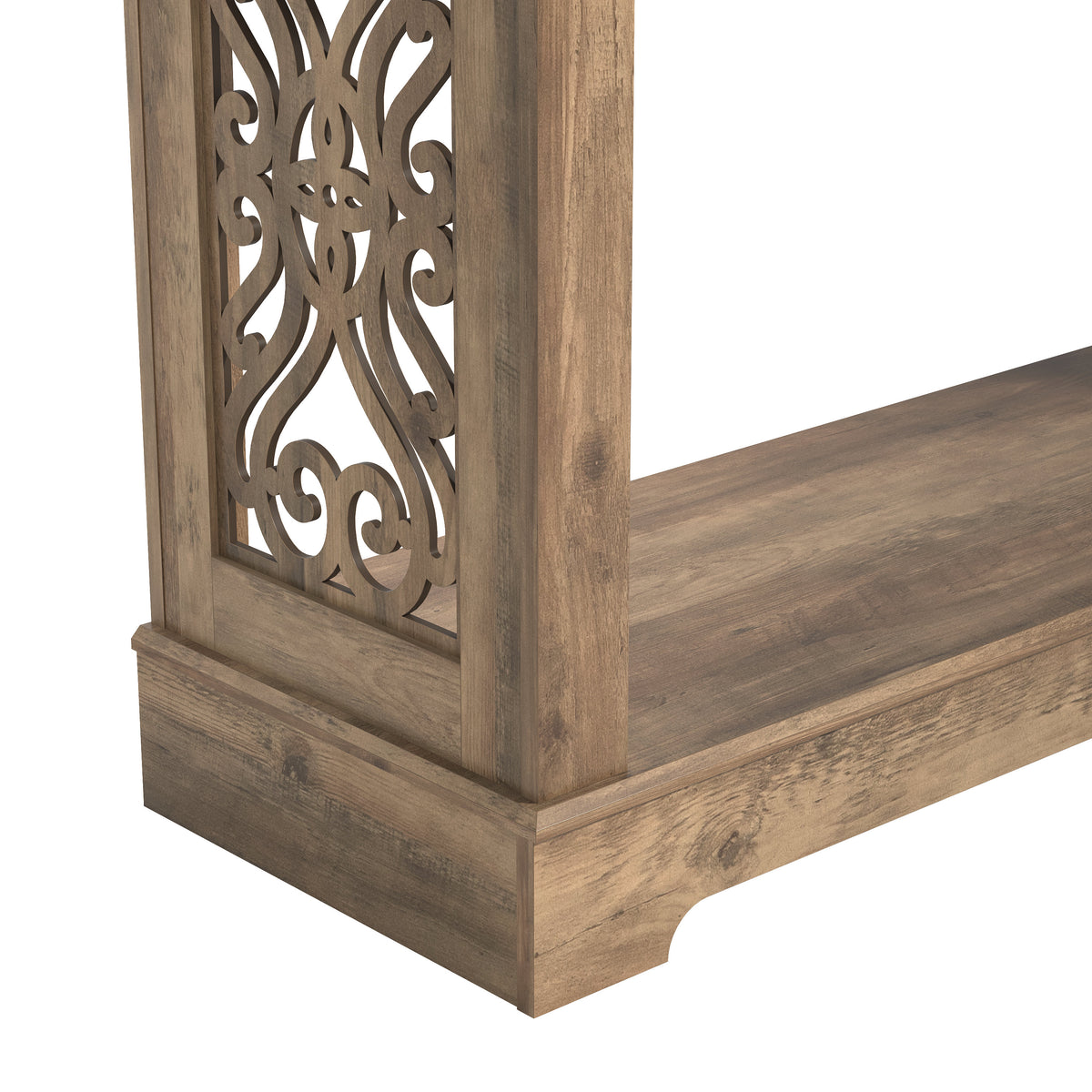 Galano 42.1" Traditional Wood Console Table with Decorative Cutout Panels and Storage Shelf