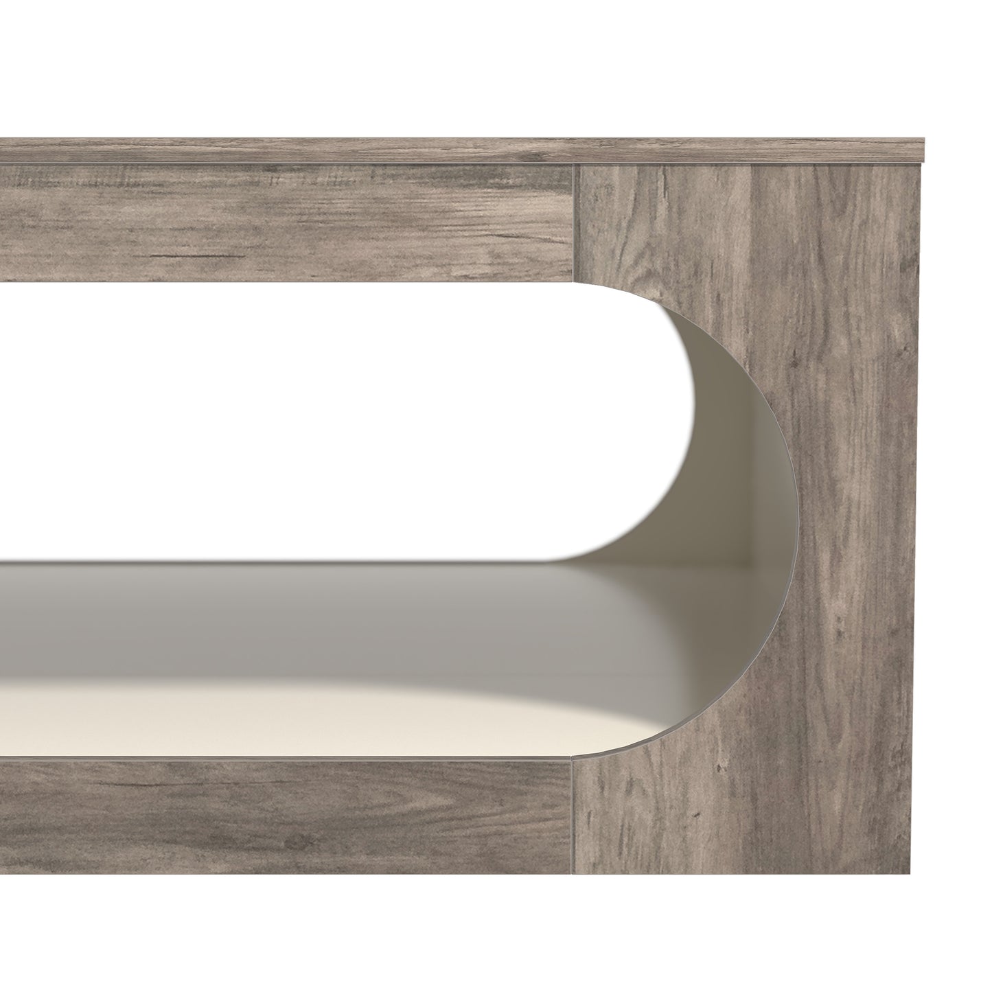 Galano Square Coffee Table with Curved Cut-Out Storage Shelf 34.8" W x 34.8" D x 16.1" H