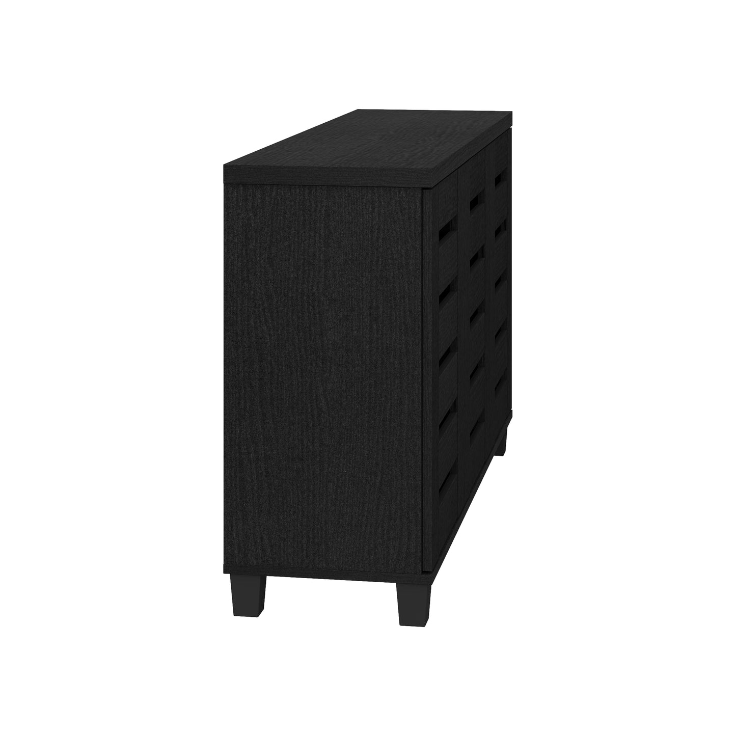 Galano 3-Door 16-Pair Shoe Storage Cabinet with Adjustable Shelves in Black Oak 45.3" W × 13" D × 28" H