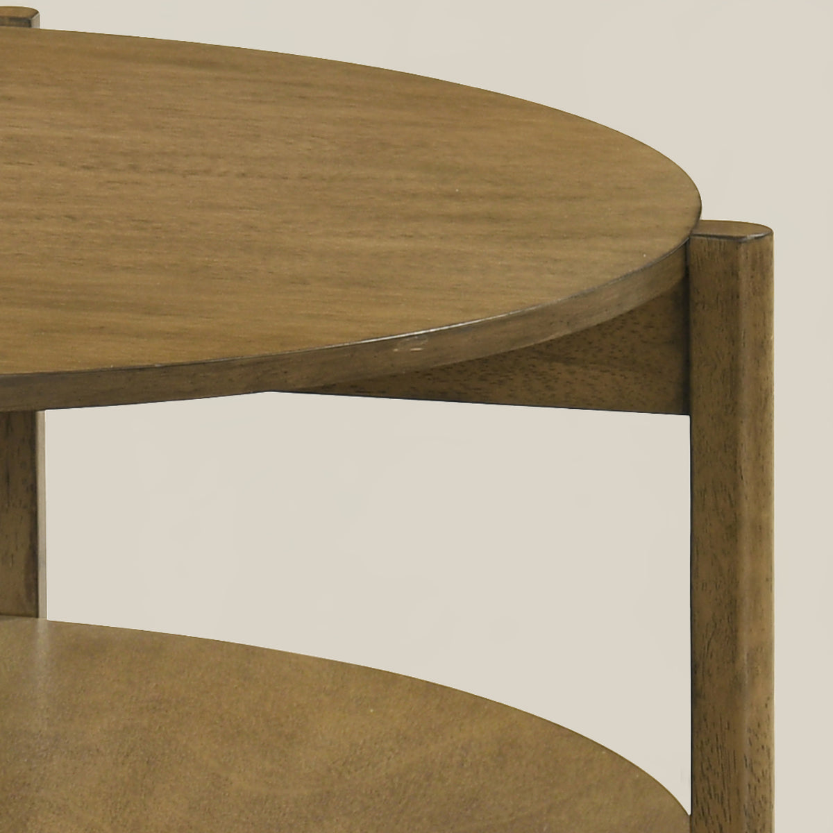 GALANO Round Coffee Table with Open Storage Shelf, 34.33", Brown, 1-Piece