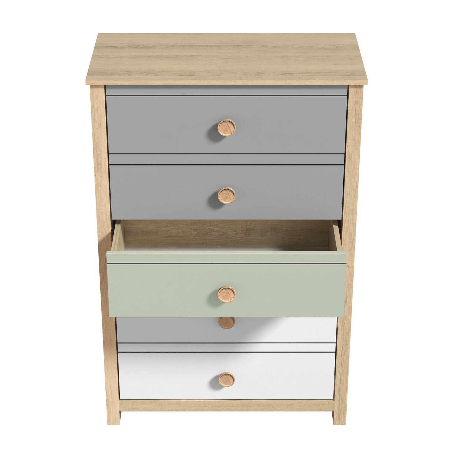 Galano 5-Drawer Chest with Mixed Color Fronts in Oslo Oak 30.7" W x 15.7" D x 46.2" H