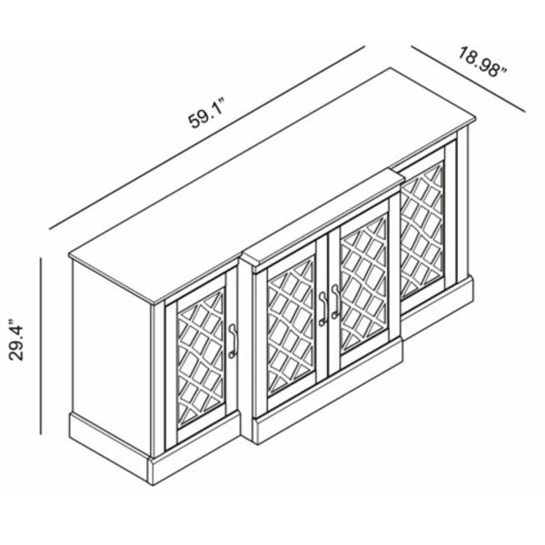 Galano 4-Door Accent Sideboard with Mirrored Cut-Out Doors 60.4" W × 18.2" D × 29.3" H
