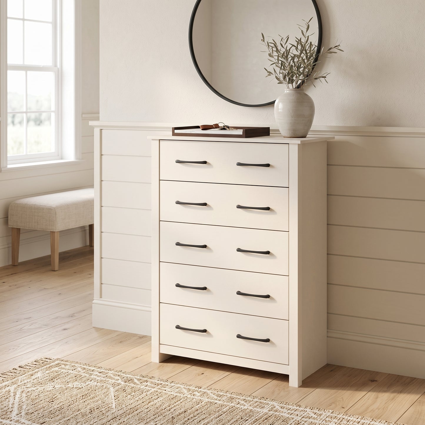 Galano 5-Drawer Tall Dresser for Bedroom with Interlocking Drawers & Anti-Tip Kit, 31.1" Wide