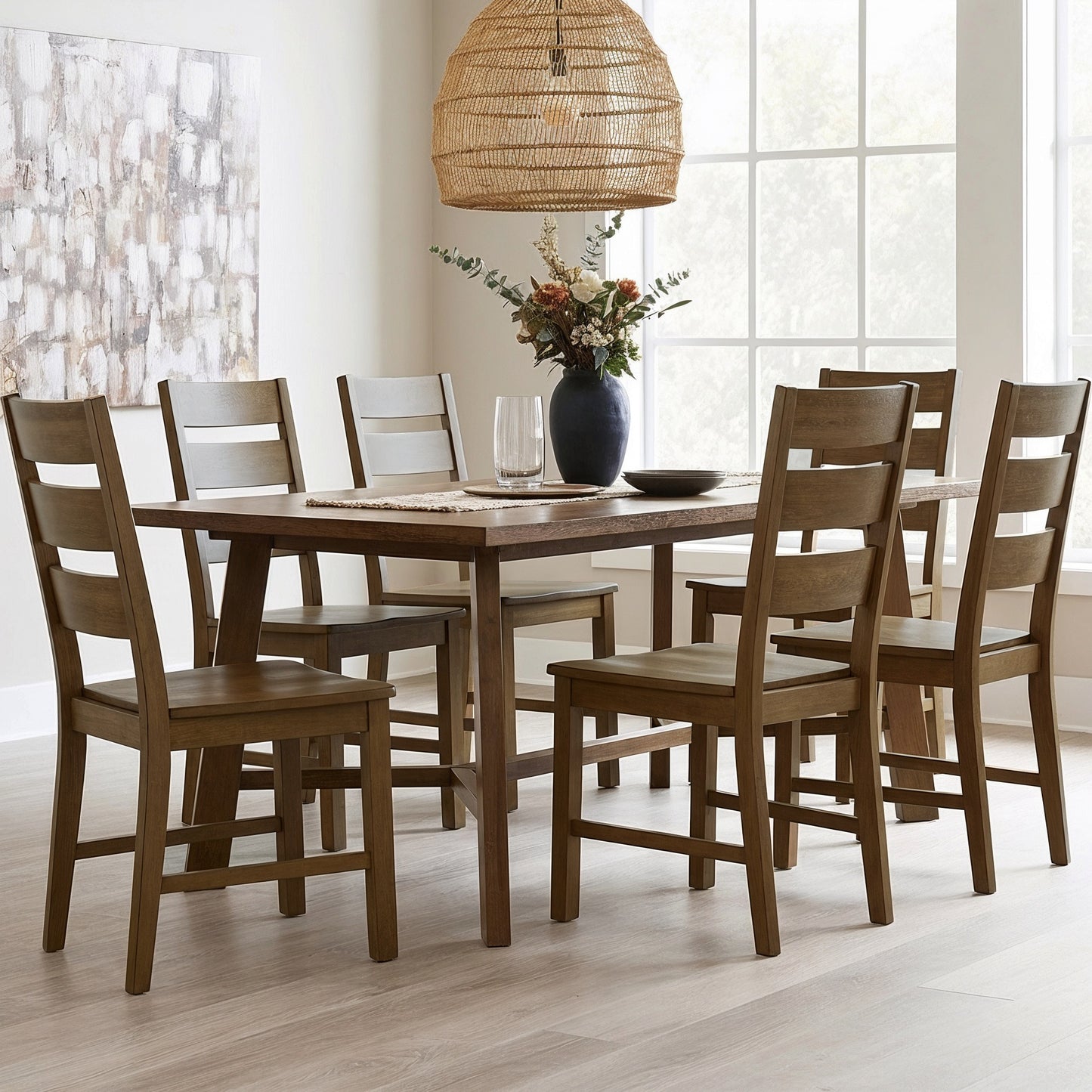 Galano Set of 2 Solid Wood Ladder-Back Dining Chairs 18.5" W × 22.1" D × 38" H