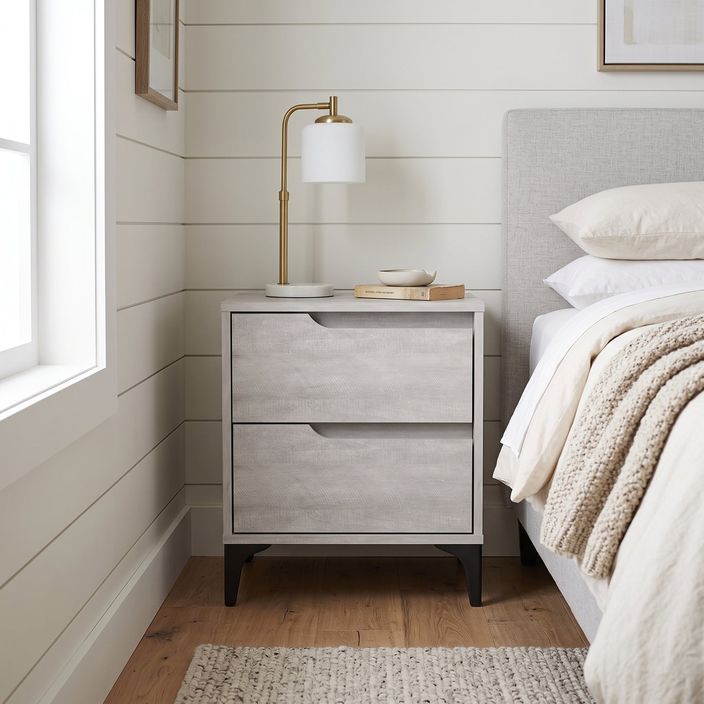 Galano Modern 2-Drawer Nightstand & Side Table for Bedroom or Living Room