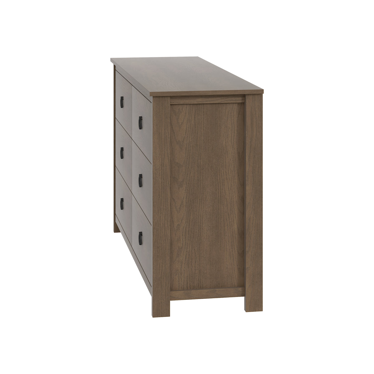 Galano Transitional 47" 6-Drawer Double Dresser with Rich Wood Veneer Finish and Metal Ring Pulls & Interlocking Drawers