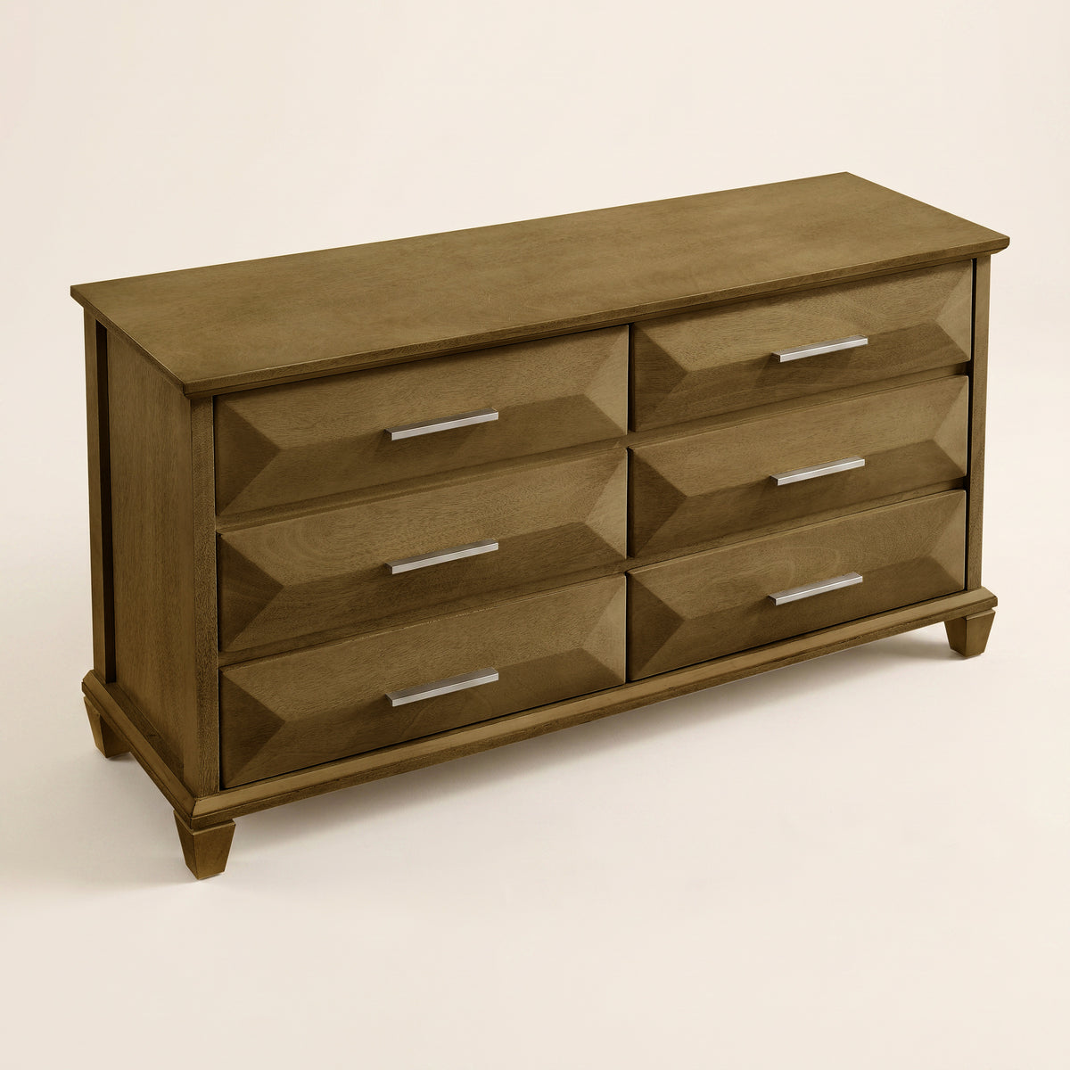 GALANO 6-Drawer Double Dresser with Geometric Drawer Fronts, 56-Inch