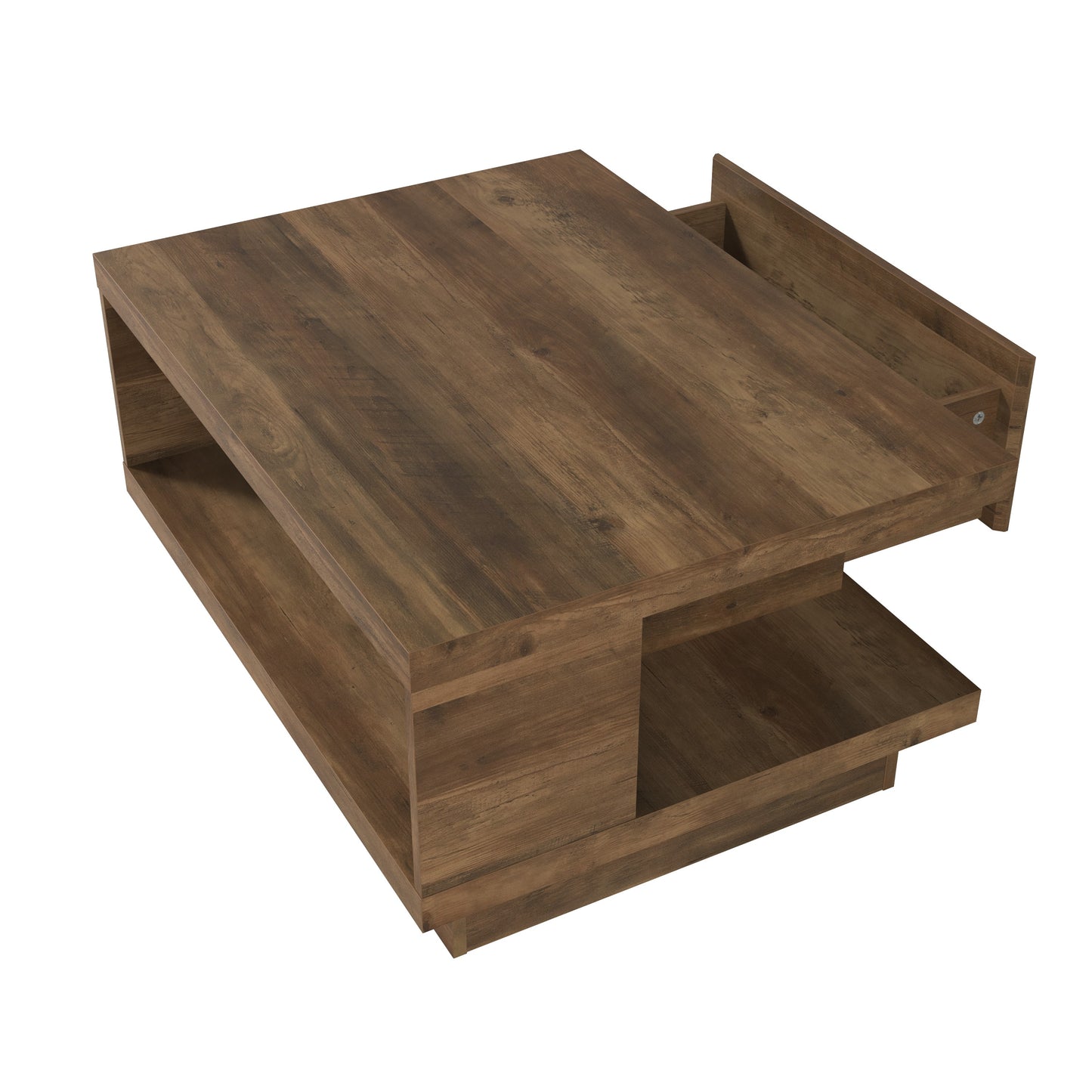GALANO Round Coffee Table with Cross Base, 31.5", Knotty Oak, 1-Piece