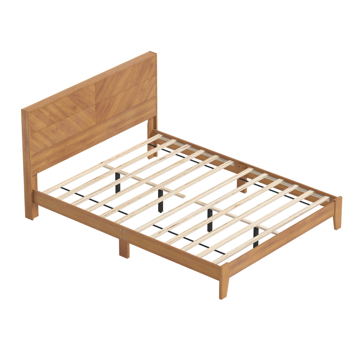 GALANO Platform Bed with Chevron Panel Headboard