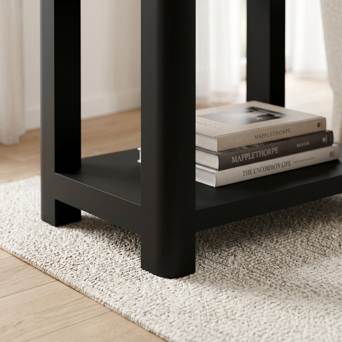 Galano 23" H Modern 1 Drawer Nightstand Bedside Table with Open Storage Shelf - Black