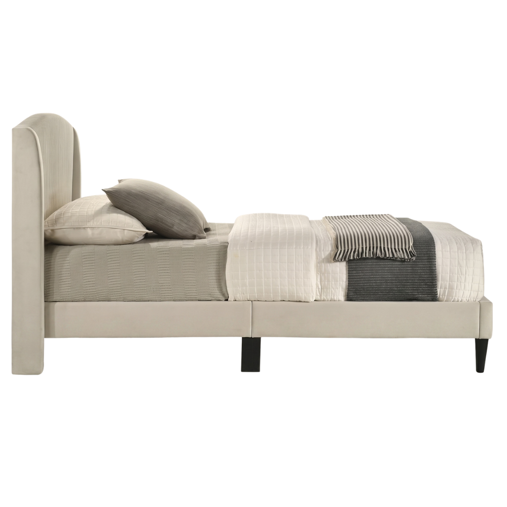 GALANO Twin Upholstered Platform Bed with Curved Headboard
