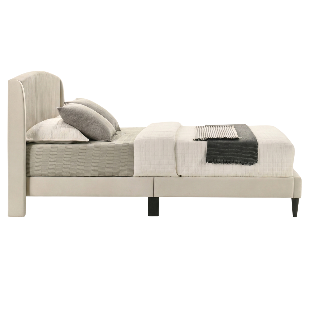 GALANO Full Upholstered Platform Bed with Curved Headboard