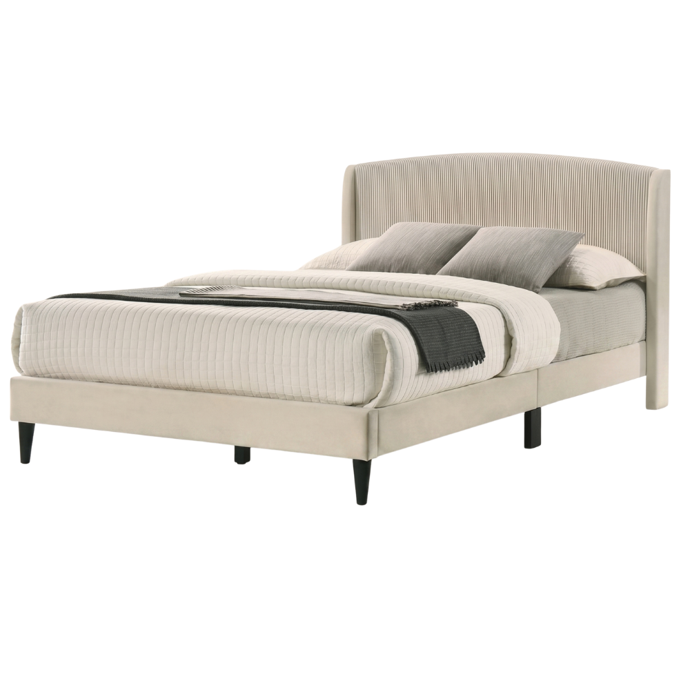 GALANO Full Upholstered Platform Bed with Curved Headboard