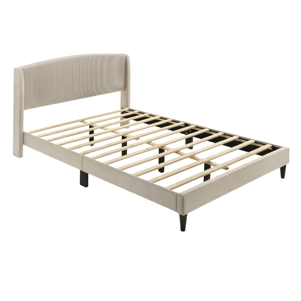 GALANO Full Upholstered Platform Bed with Curved Headboard
