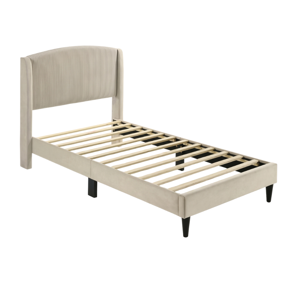 GALANO Twin Upholstered Platform Bed with Curved Headboard