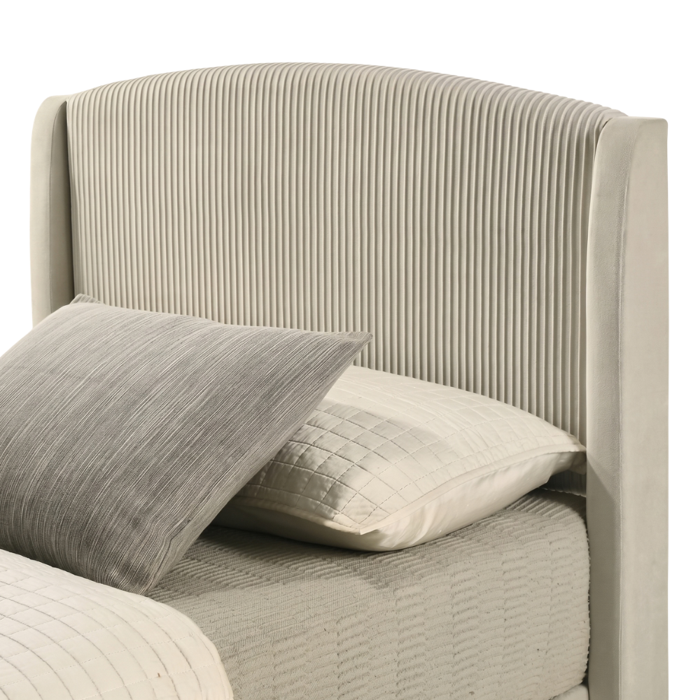 GALANO Twin Upholstered Platform Bed with Curved Headboard