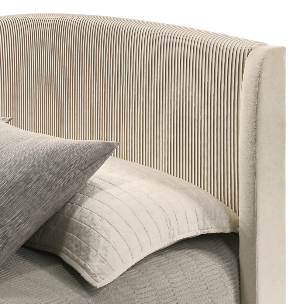 GALANO Full Upholstered Platform Bed with Curved Headboard