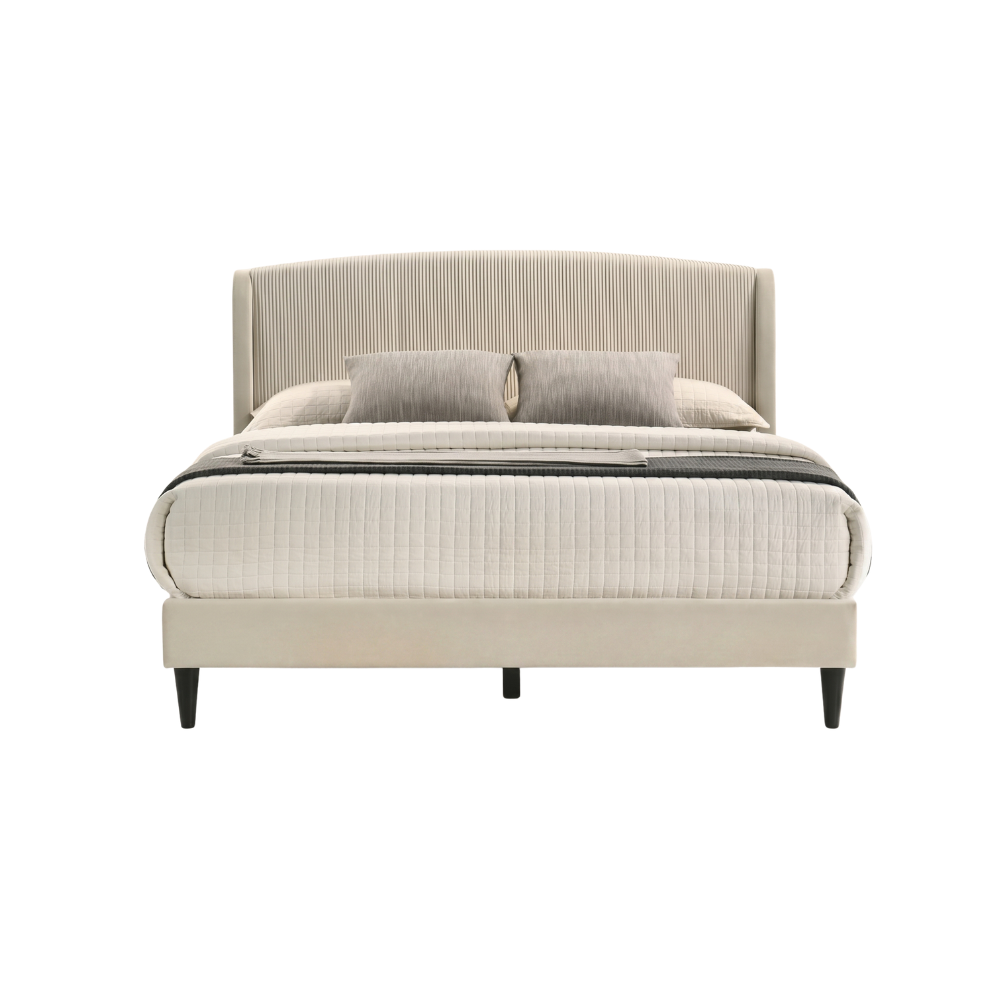 GALANO Full Upholstered Platform Bed with Curved Headboard