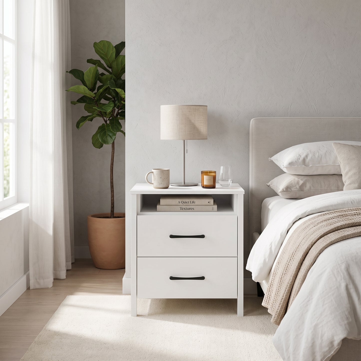 Galano Modern 3-Piece Dresser and Nightstand Set with 6-Drawer Dresser, Interlocking Drawer System and 2 Nightstands, White