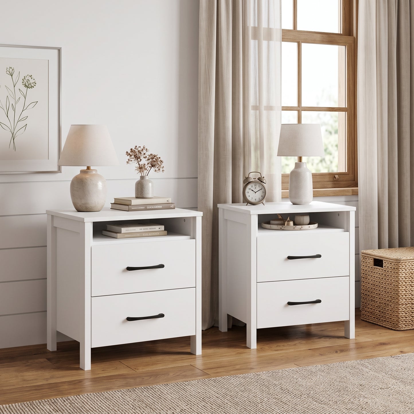 Galano Modern 3-Piece Dresser and Nightstand Set with 6-Drawer Dresser, Interlocking Drawer System and 2 Nightstands, White