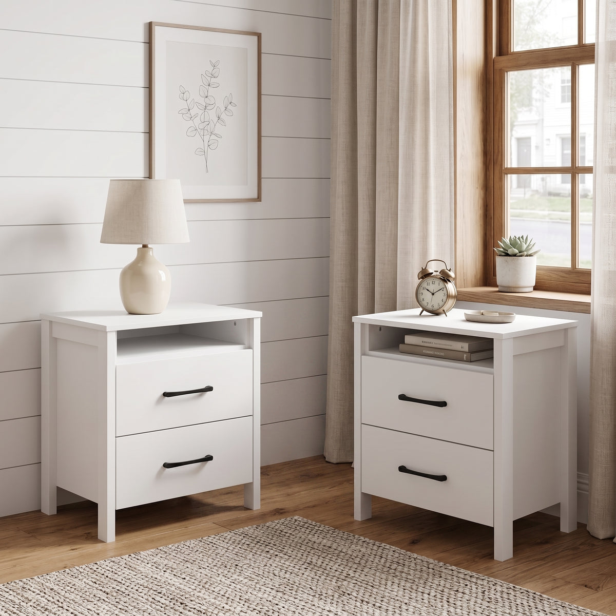 Galano Modern 3-Piece Dresser and Nightstand Set with 6-Drawer Dresser, Interlocking Drawer System and 2 Nightstands, White