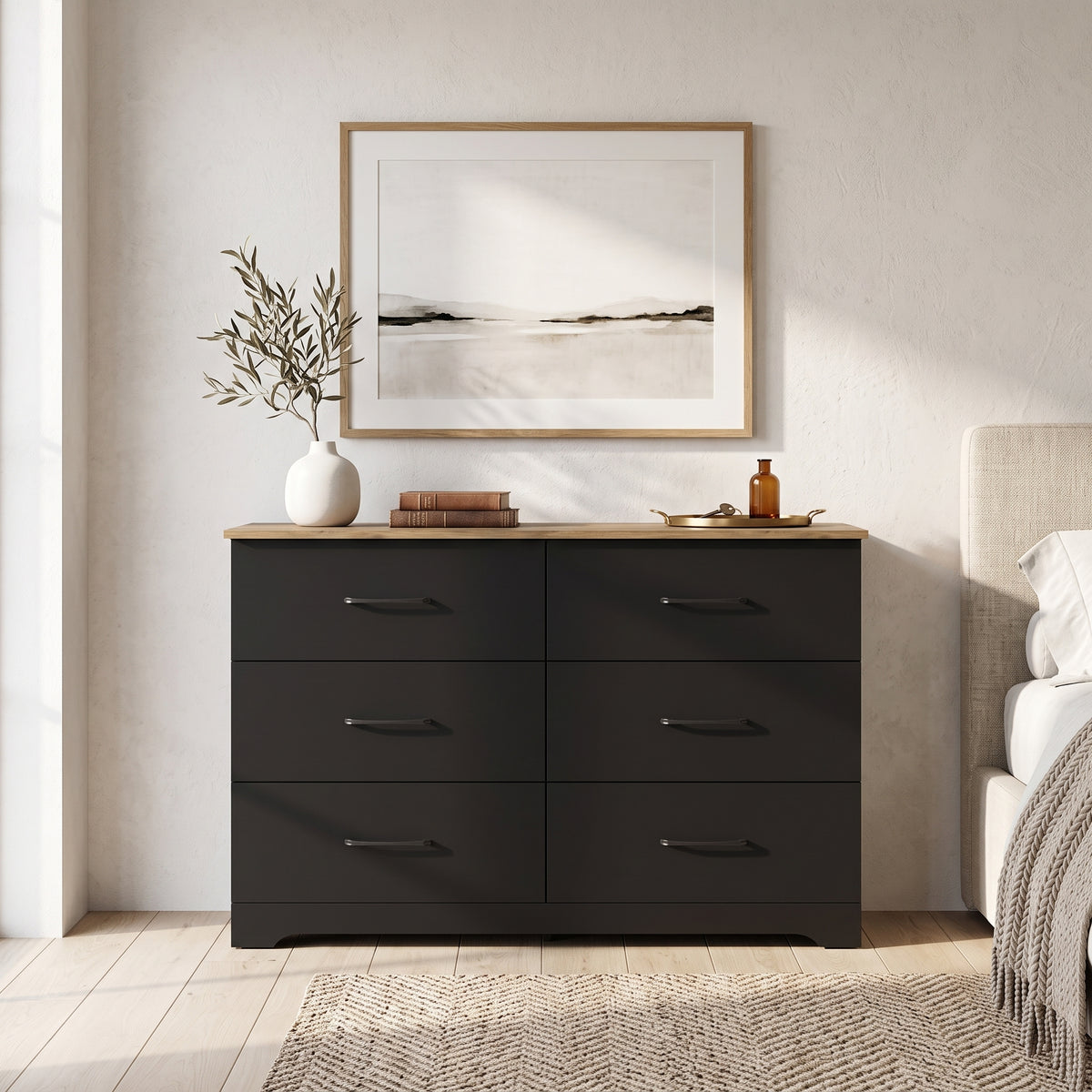 Galano Modern 6 Drawer Dresser for Bedroom with Interlocking Drawers & Anti-Tip Kit, 47"