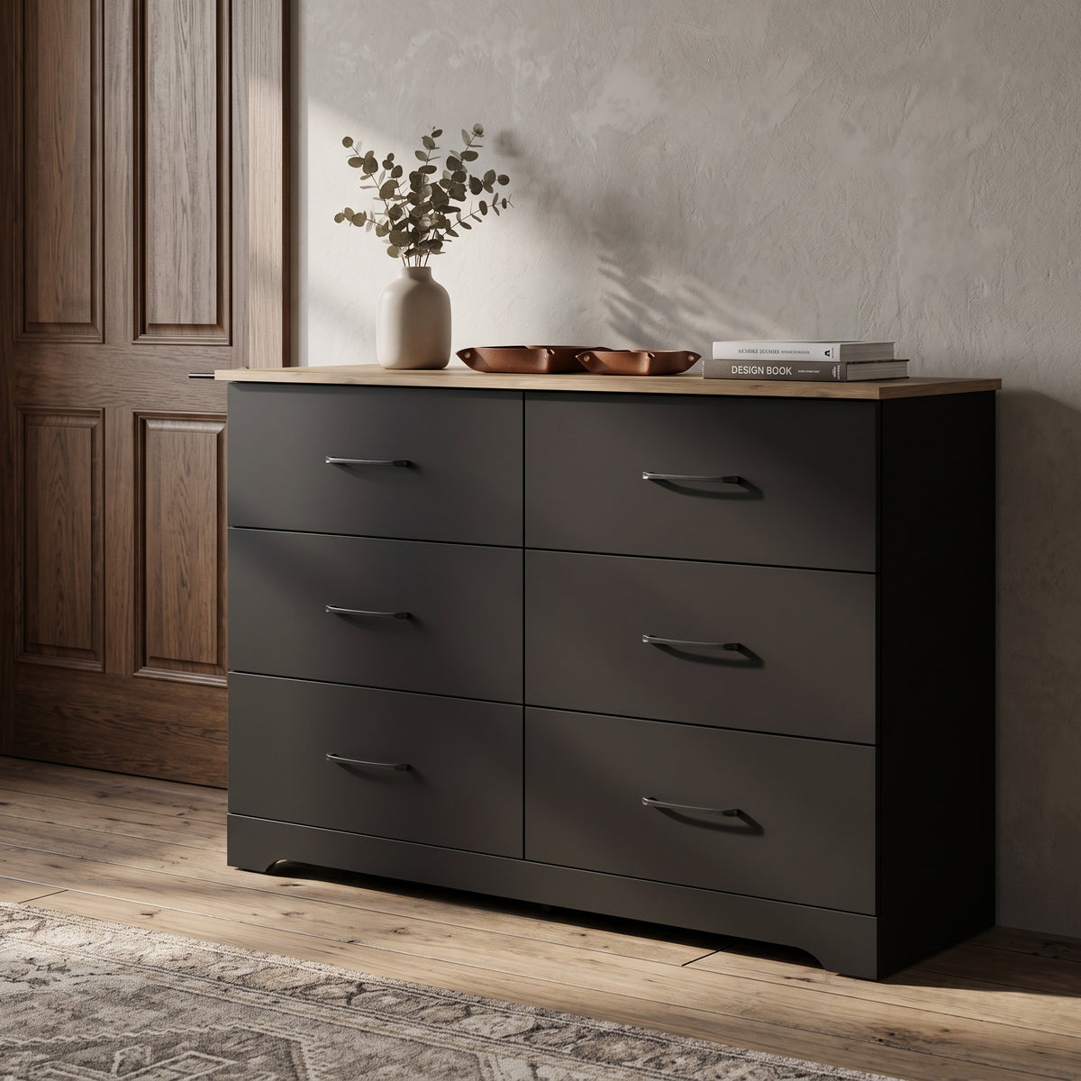 Galano Modern 6 Drawer Dresser for Bedroom with Interlocking Drawers & Anti-Tip Kit, 47"