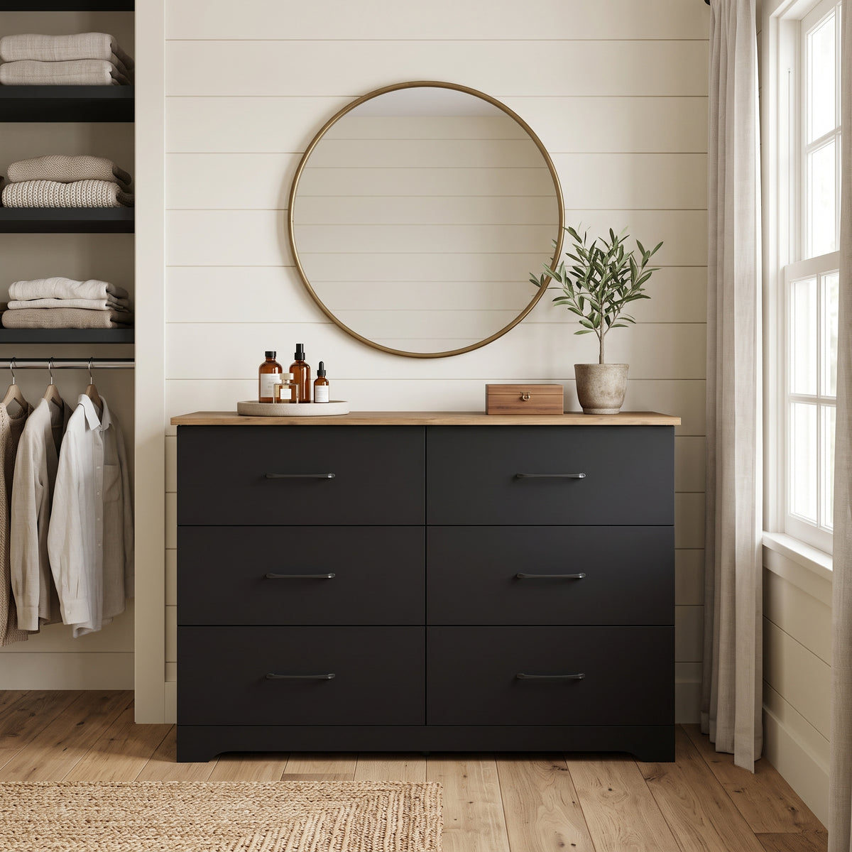 Galano Modern 6 Drawer Dresser for Bedroom with Interlocking Drawers & Anti-Tip Kit, 47"