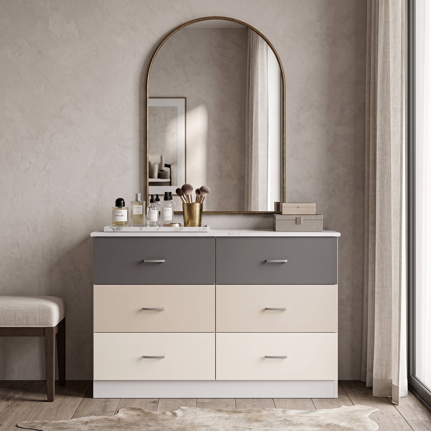 Galano Modern 6-Drawer Double Dresser for Bedroom with Interlocking Drawers & Anti-Tip Kit, 47" Wide