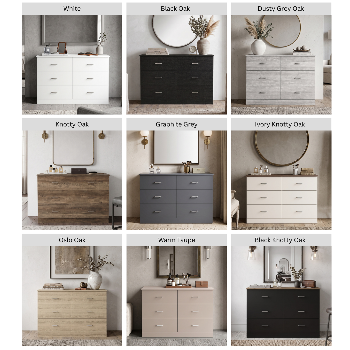 Galano Modern 6-Drawer Double Dresser for Bedroom with Interlocking Drawers & Anti-Tip Kit, 47" Wide