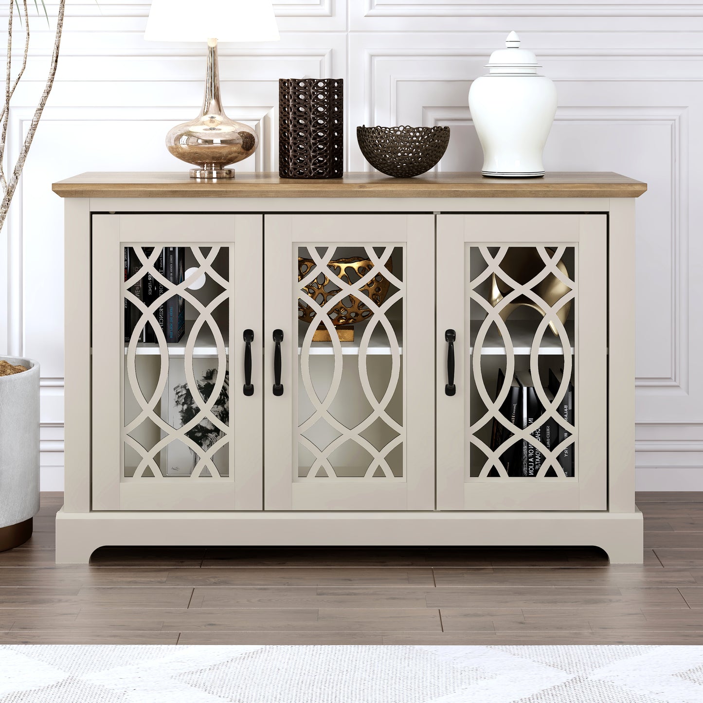 Galano sideboard with decorative cutout doors 45.7" W × 15.7" D × 29.3" H