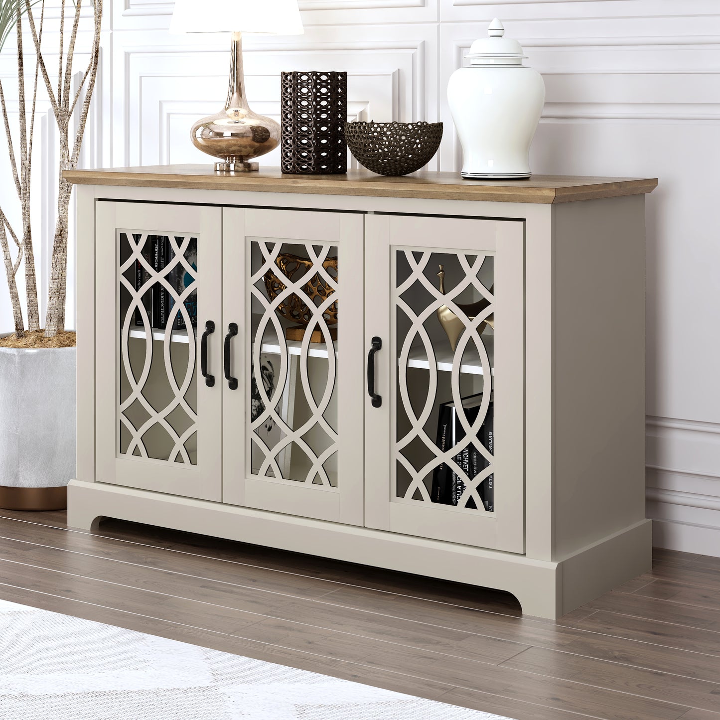 Galano sideboard with decorative cutout doors 45.7" W × 15.7" D × 29.3" H