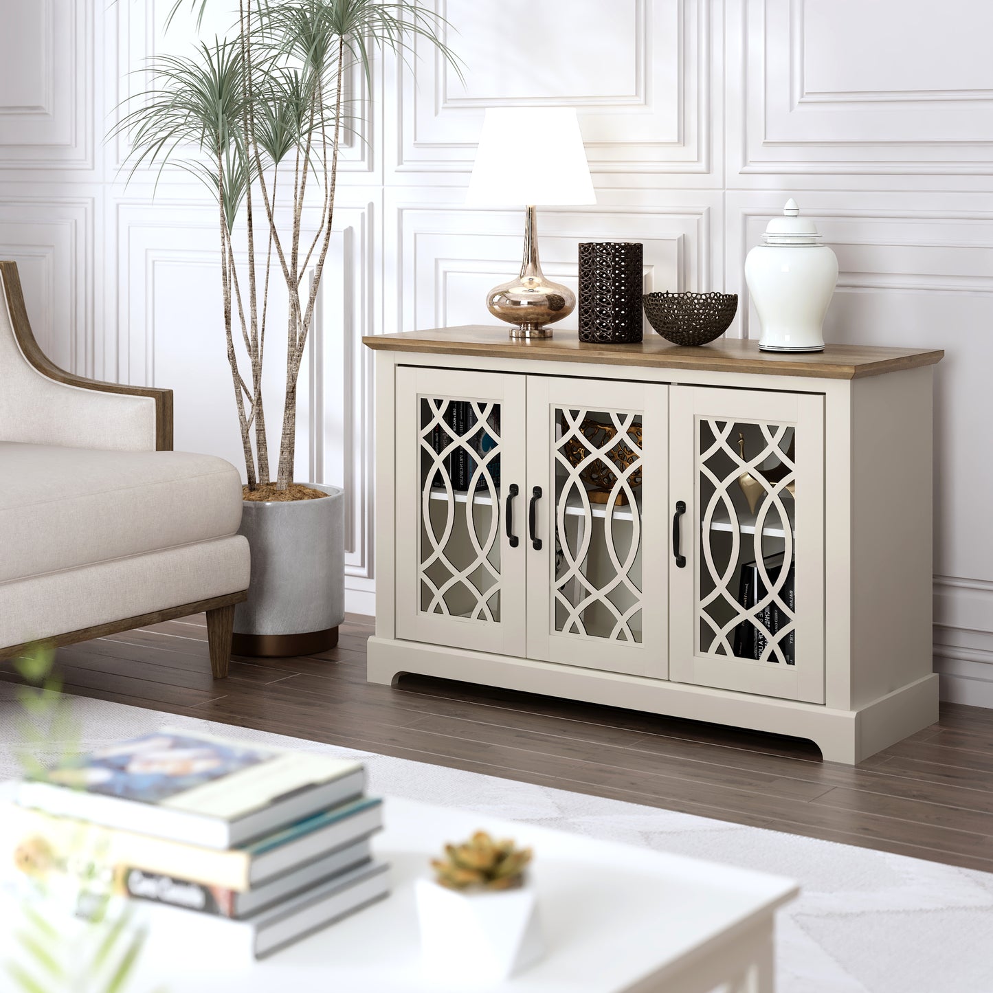 Galano sideboard with decorative cutout doors 45.7" W × 15.7" D × 29.3" H