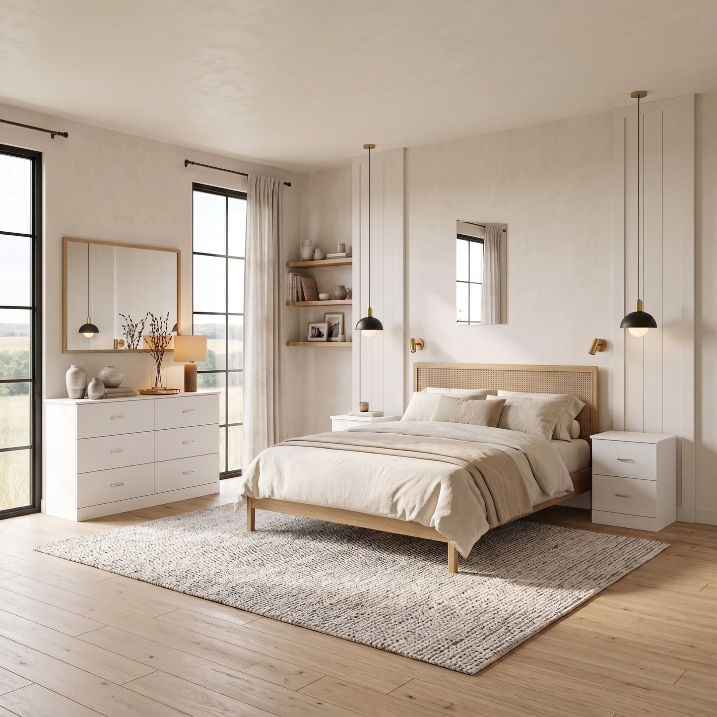 Galano Modern 3-Piece Dresser and Nightstand Set with 6-Drawer Dresser, Interlocking Drawer System and 2 Nightstands