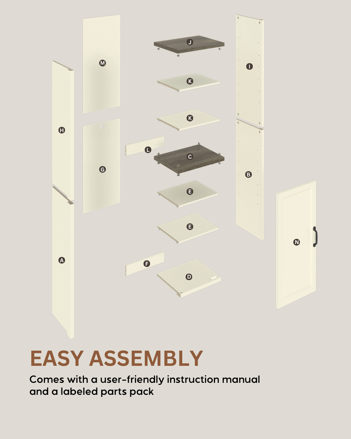 Galano Tall Bathroom Storage Cabinet with Adjustable Shelves & Closed Door, Narrow Linen Tower for Small Spaces, Ivory Knotty Oak