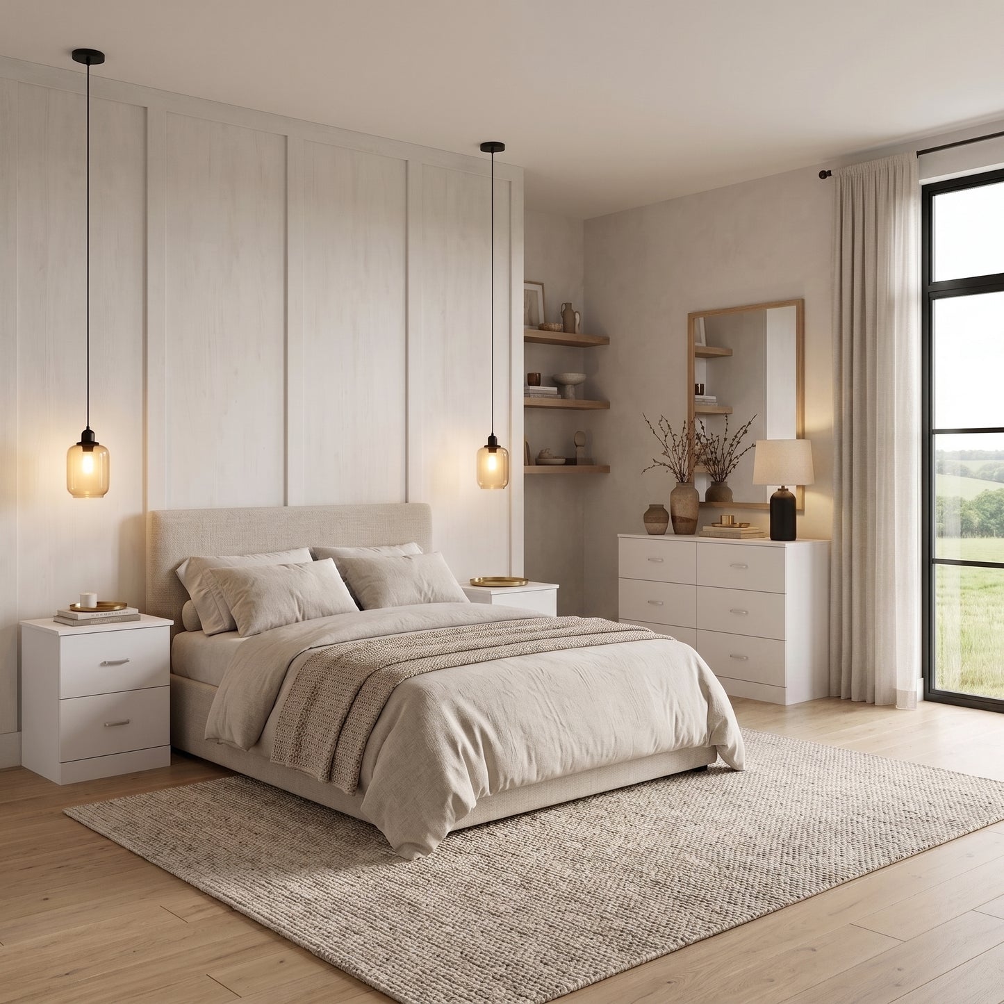 Galano Modern 3-Piece Dresser and Nightstand Set with 6-Drawer Dresser, Interlocking Drawer System and 2 Nightstands