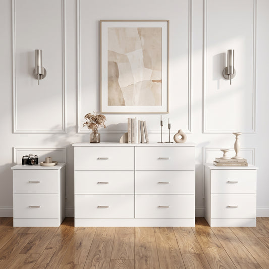 Galano Modern 3-Piece Dresser and Nightstand Set with 6-Drawer Dresser, Interlocking Drawer System and 2 Nightstands