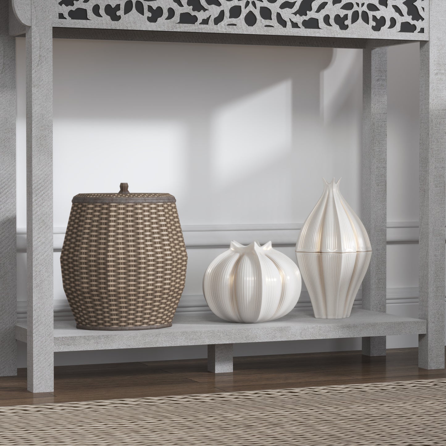Galano Carved Wood Console Table with Bottom Shelf 43" W × 12" D × 33" H