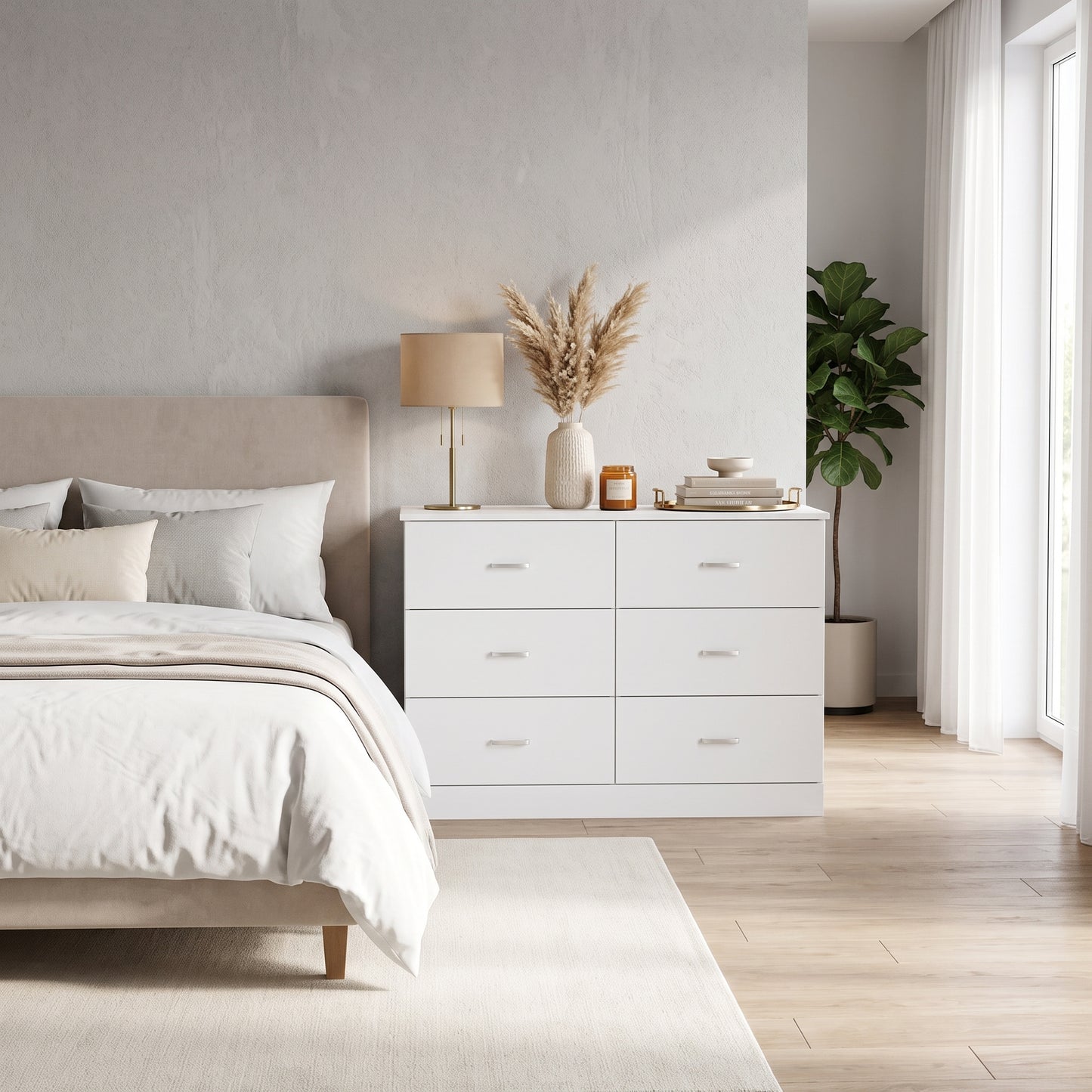 Galano Modern 3-Piece Dresser and Nightstand Set with 6-Drawer Dresser, Interlocking Drawer System and 2 Nightstands